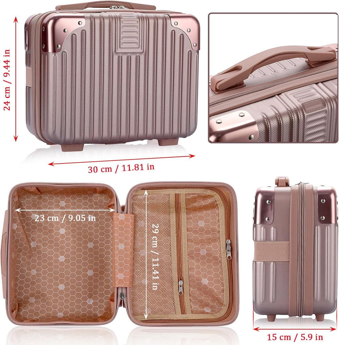 BSTKEY Tragbare Hartschalen-Kosmetik-Reisetasche, kleines Reise-Handgepäck mit Gummiband, Mini-ABS-T