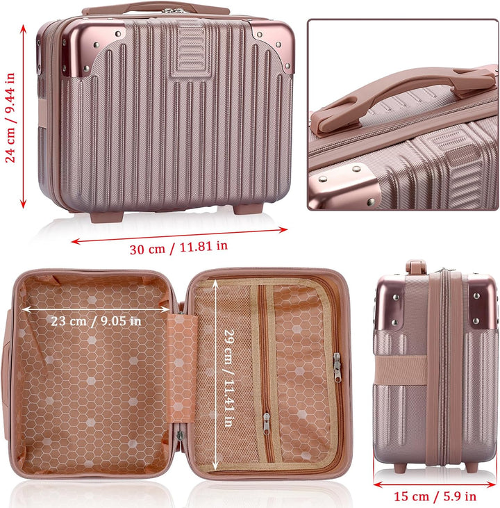 BSTKEY Tragbare Hartschalen-Kosmetik-Reisetasche, kleines Reise-Handgepäck mit Gummiband, Mini-ABS-T