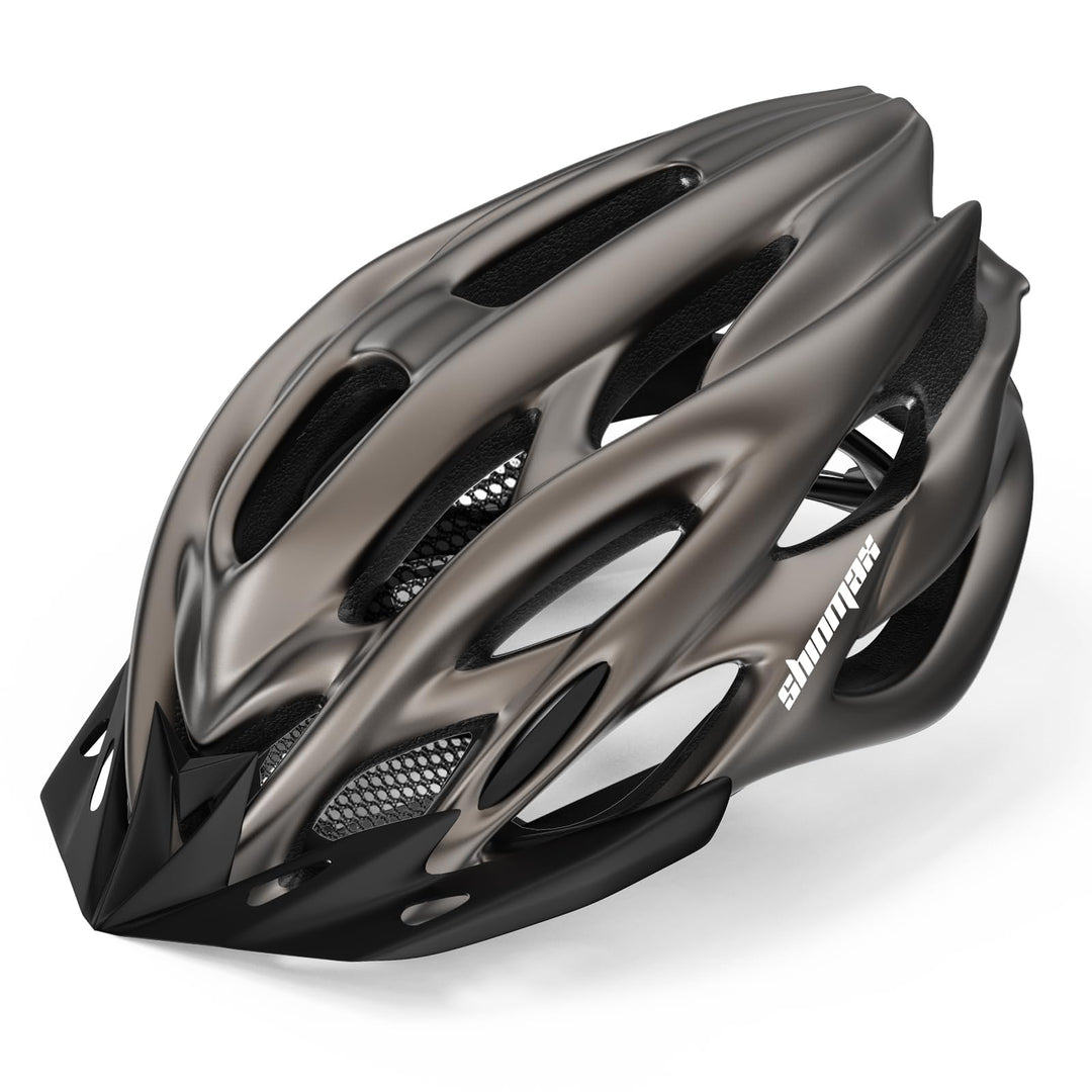 Shinmax Fahrradhelm Herren Damen MTB Helm Visier und Rücklicht mit 21 Belüftungskanäle - Erwachsene