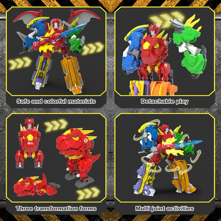 XUEXUE Dinosaur Deformation Toys, 6-in-1 Take Apart Action Figures Transform into Robot, Ideal for B