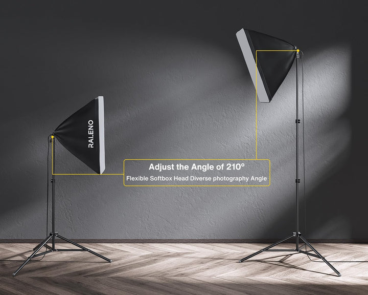 RALENO Fotostudio Set, 2,6M x 3M Hintergrund Stützsystem Greensreen Set, Softbox Studio Beleuchtungs