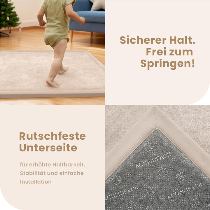ACOMOPACK Baby Krabbelmatte 127x127x3.5cm Dicke Spielmatte mit Schaumfüllung Rutschfester Unterseite