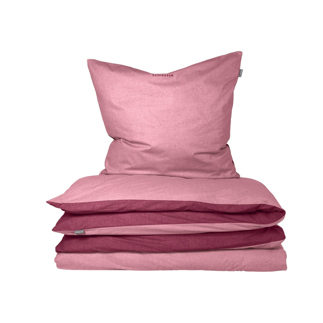 Schiesser Feinbiber Wendebettwäsche Doubleface, 100% Baumwolle, Farbe:Altrosa und Rosenholz, Grösse:
