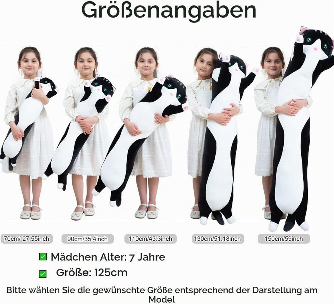 Kekeso Stofftiere Katzen Kissen Lange Kätzchen Süsse Plüschtier Katze Kuscheltier Kawaii Plüsch Sofa