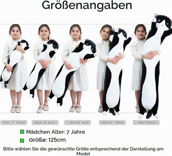 Kekeso Stofftiere Katzen Kissen Lange Kätzchen Süsse Plüschtier Katze Kuscheltier Kawaii Plüsch Sofa