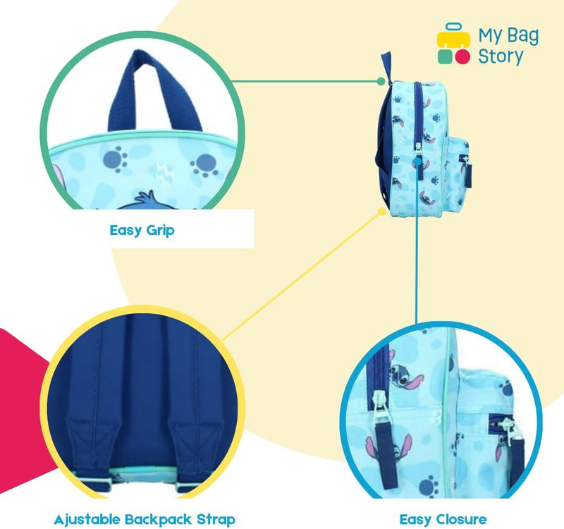 mybagstory - Rucksack – Stitch – Blau – Kinder – Schule – Kindergarten – Schulranzen Unisex – Grösse