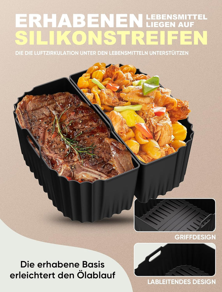 Silikonform Heissluftfritteuse für Russell Hobbs Air Fryer XXL 8L 27170-56, 3 Stück Airfryer Silikon