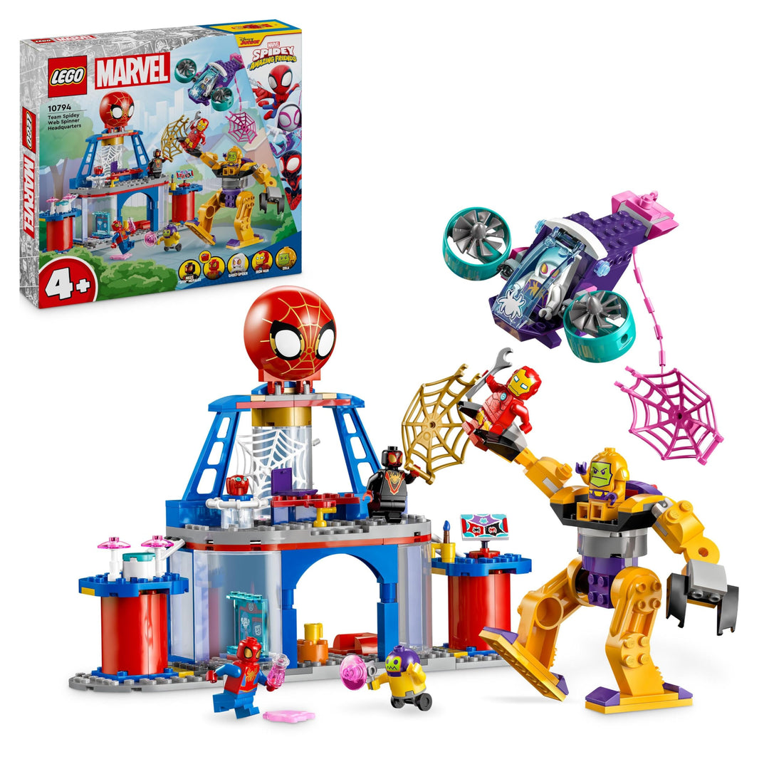 LEGO Marvel Das Hauptquartier von Spideys Team, Spider-Man-Spielzeug mit Fahrzeug und Mech, Geschenk
