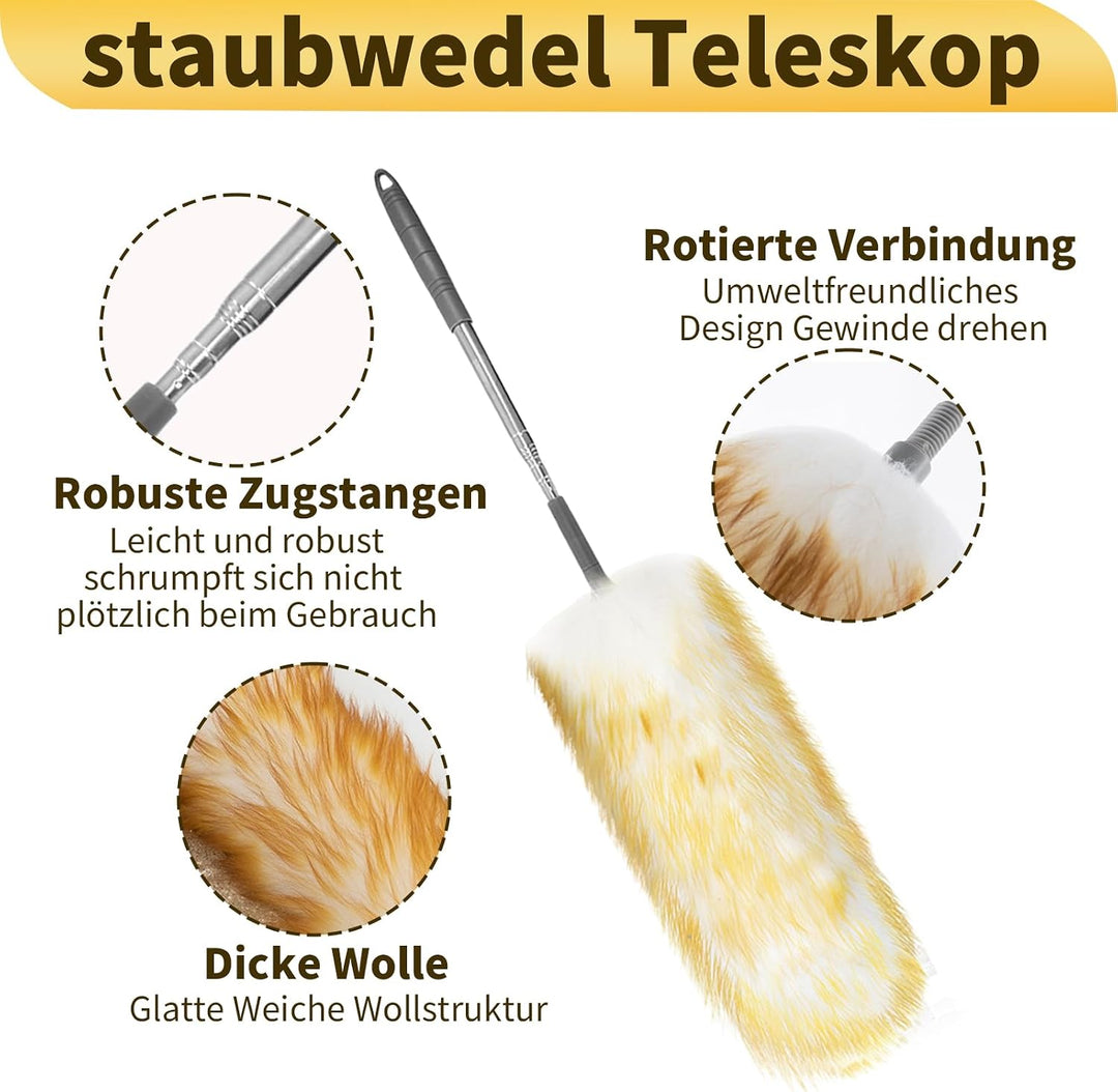 245 cm Staubwedel Lang Ausziehbar Made of Coldformed Aviation Aluminum, Precision Processed and Anod