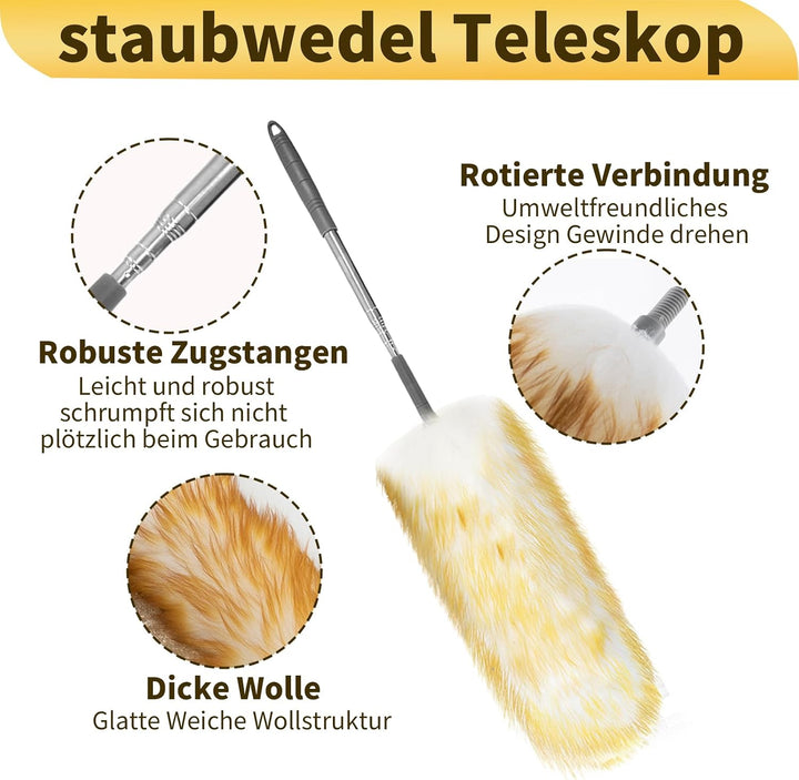 245 cm Staubwedel Lang Ausziehbar Made of Coldformed Aviation Aluminum, Precision Processed and Anod