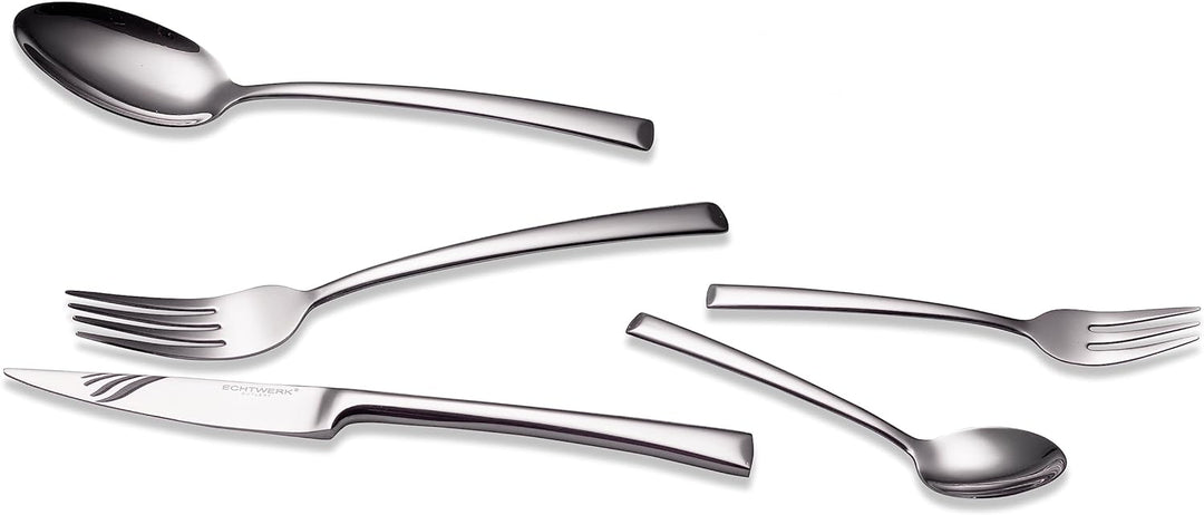 ECHTWERK Tafelbesteck Avelino, Silber Edition, 30-teilig, Essbesteck für bis zu 6 Personen, Edelstah