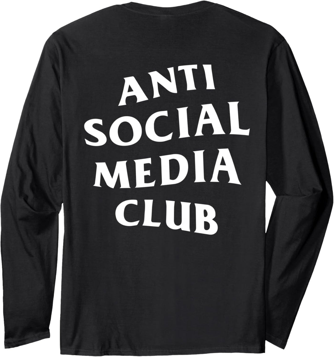 Anti Social Media Club White Logo (vorne + hinten) Langarmshirt