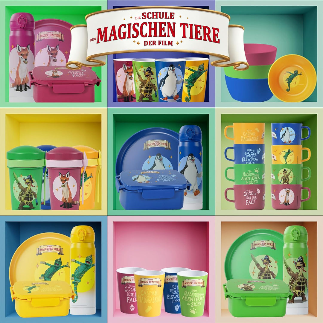 AWAVE Die Schule der Magischen Tiere Müslibecher To Go 540 ml rPET Grün Henrietta, Becher mit Löffel