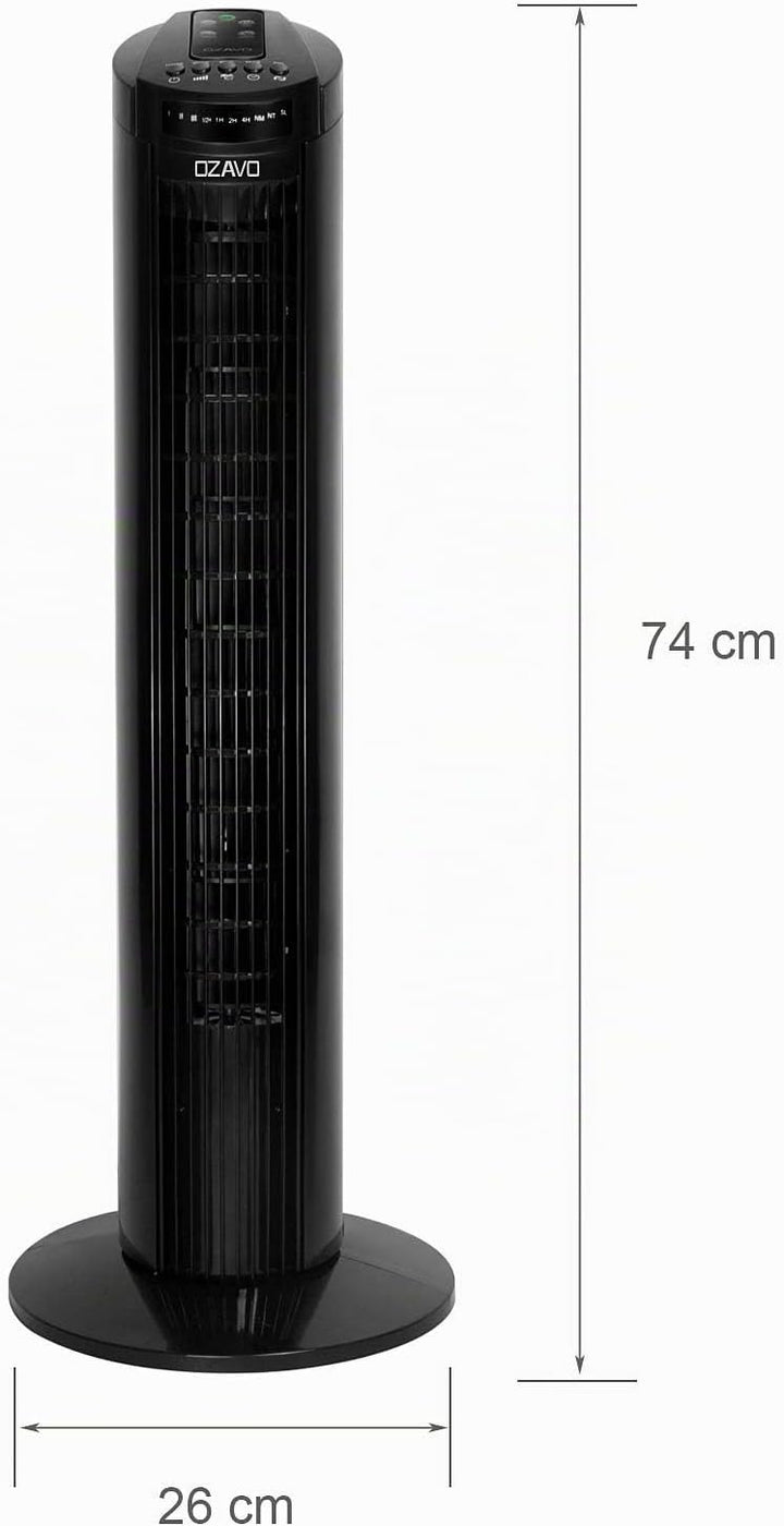 OZAVO Turmventilator, 3 Stufen Ventilator, oszillierend Standventilator, Tower-Ventilator Säulenvent