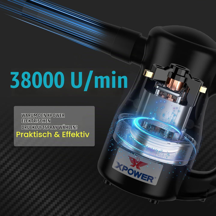 XPOWER Electric Air Duster for Dusting Drying Inflating Blowing Car Detailing Computer Leaf Blowing