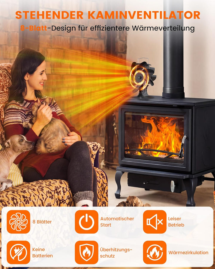 Signstek Ofenventilator Kaminventilator Öfen ohne Strom für Kamin Kaminöfen, kamin ventilator für Ho
