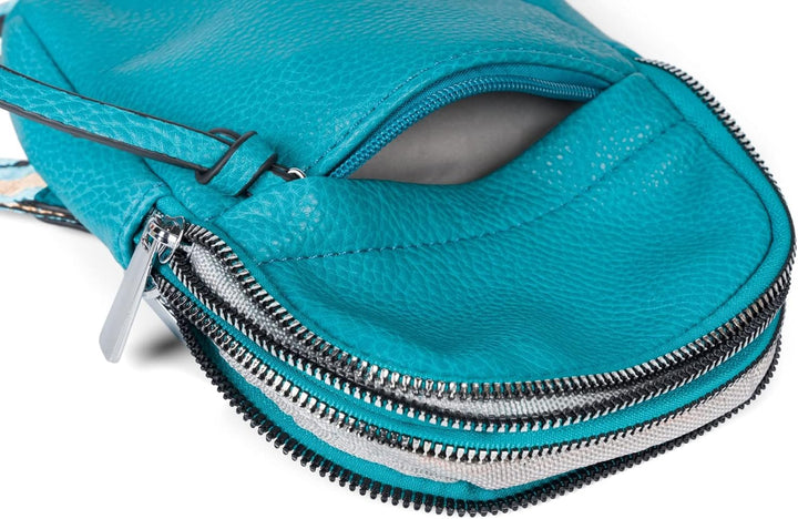 styleBREAKER Damen One Shoulder Rucksack, gemusterter Schultergurt, Einfarbige Crossbody Bag, Cityru