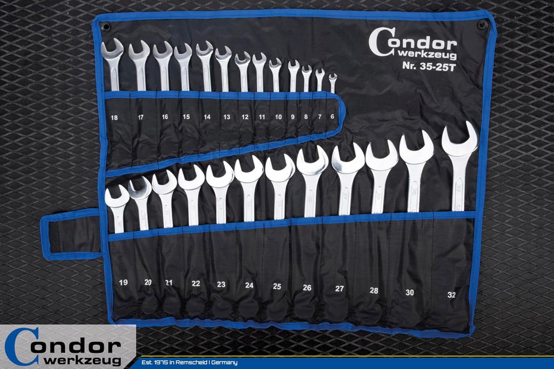 CONDOR Werkzeug 35-25T | Gabel-Ringschlüssel-Satz | 25-tlg. | Chrom-Vanadium-Stahl verchromt | 6-32