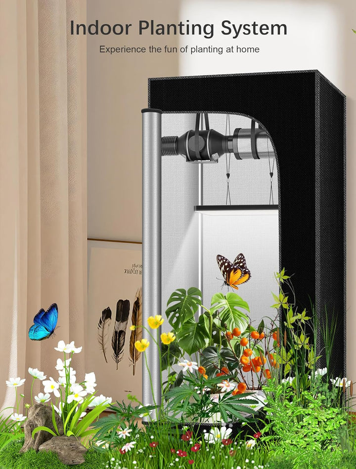 Komplettes Growzelt Set, 90x90x180cm Growbox, Growzelt-System mit 100W LED-Wachstumslicht, automatis