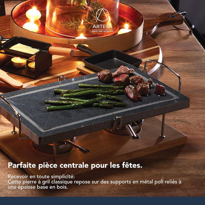 Artesà Hot Stone Grill, Gourmet-Tischgrill, Steingrill für Steaks, Meeresfrüchte und Gemüse, 41,5 x
