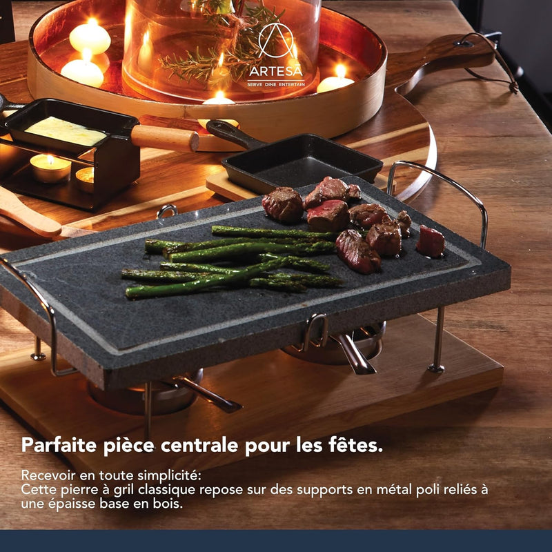 Artesà Hot Stone Grill, Gourmet-Tischgrill, Steingrill für Steaks, Meeresfrüchte und Gemüse, 41,5 x
