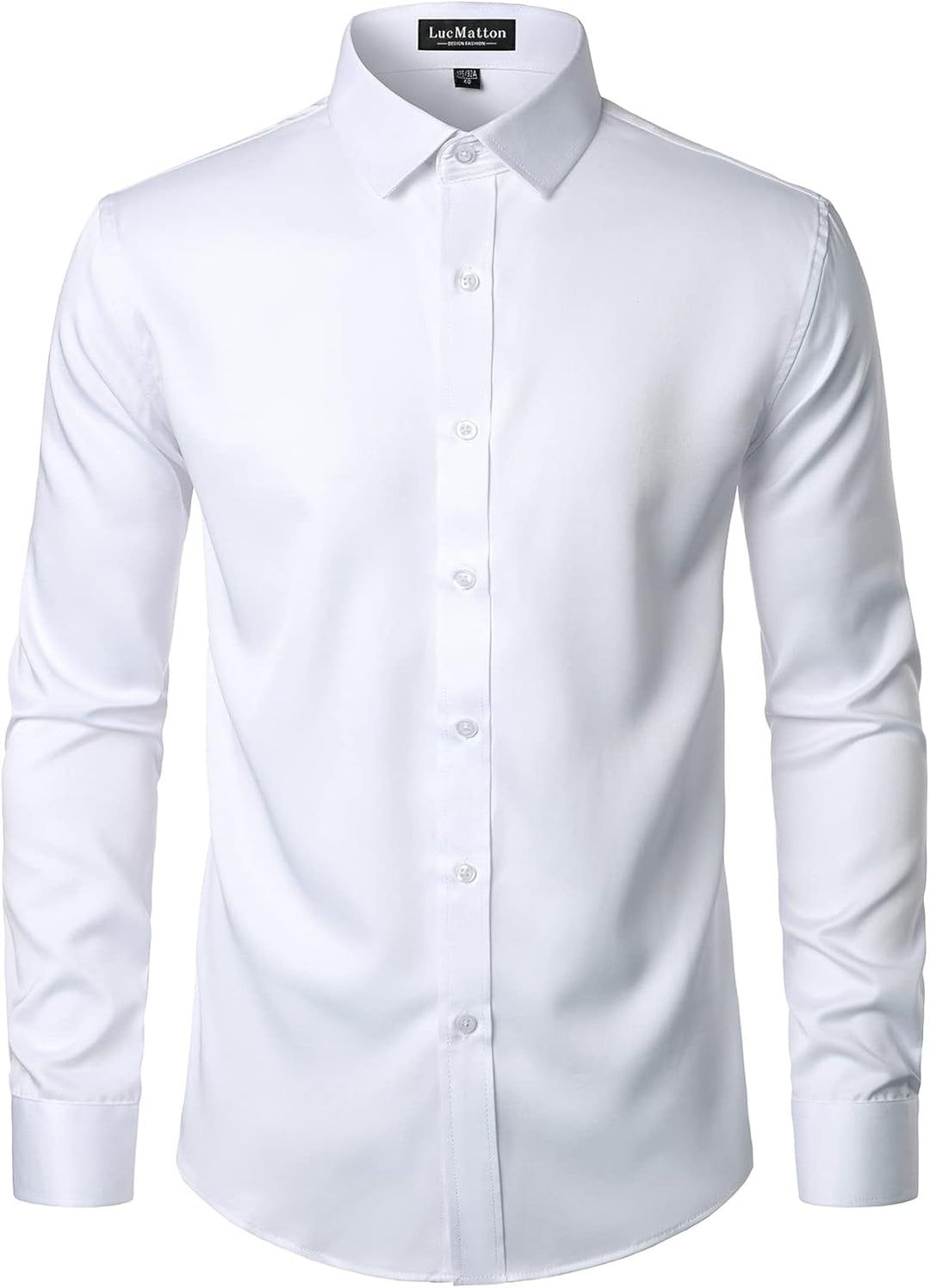 LucMatton Herrenhemd, formell, dehnbar, knitterfrei, langärmelig, schmale Passform, Button-Down-Shir