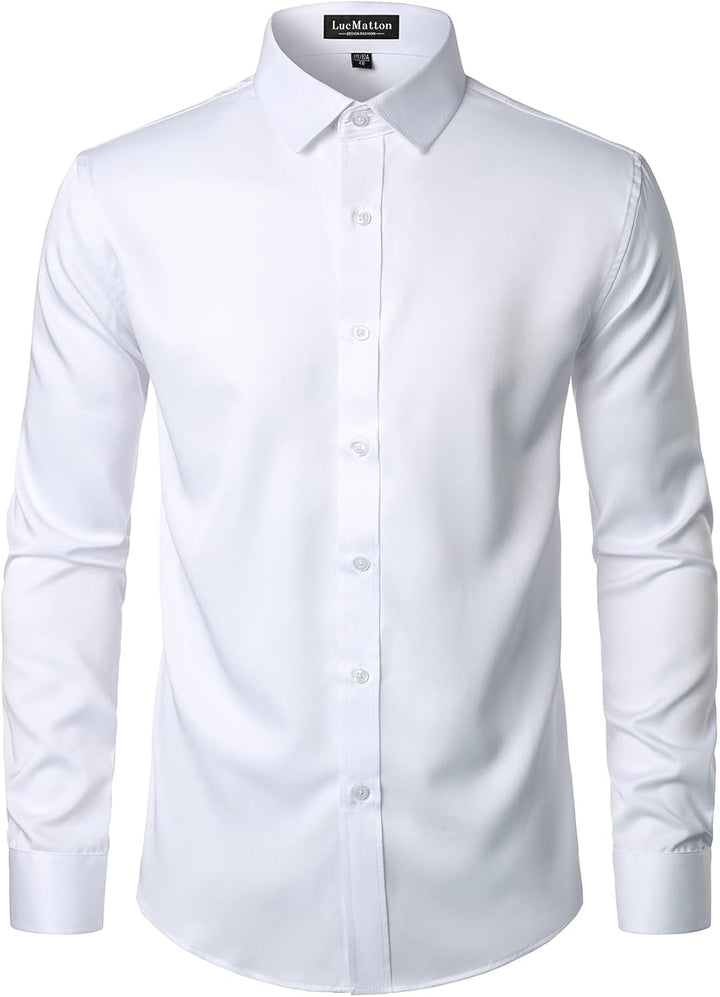 LucMatton Herrenhemd, formell, dehnbar, knitterfrei, langärmelig, schmale Passform, Button-Down-Shir