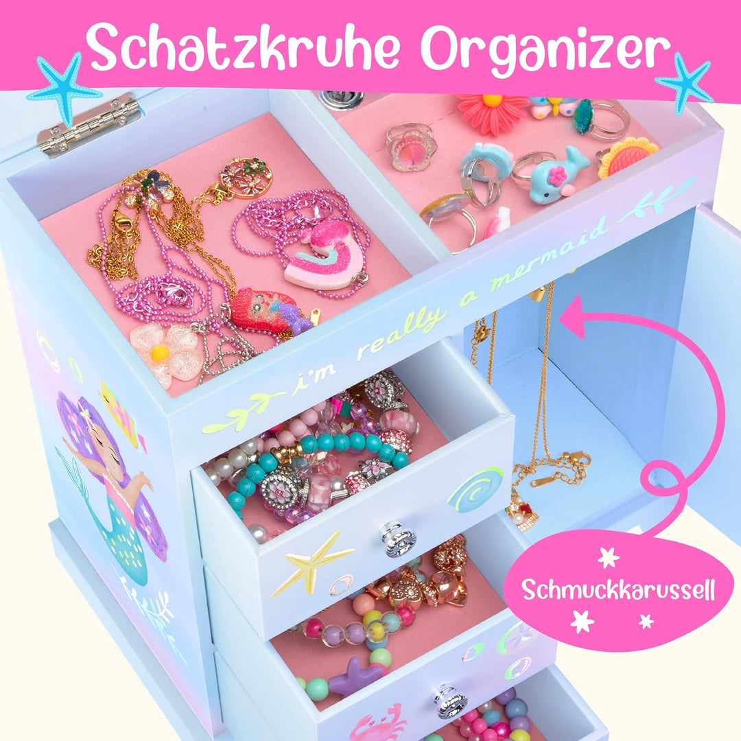 Giggle & Honey® Meerjungfrau Kindergeburtstag Gastgeschenke Mädchen – Music Box Schmuckkästchen mit