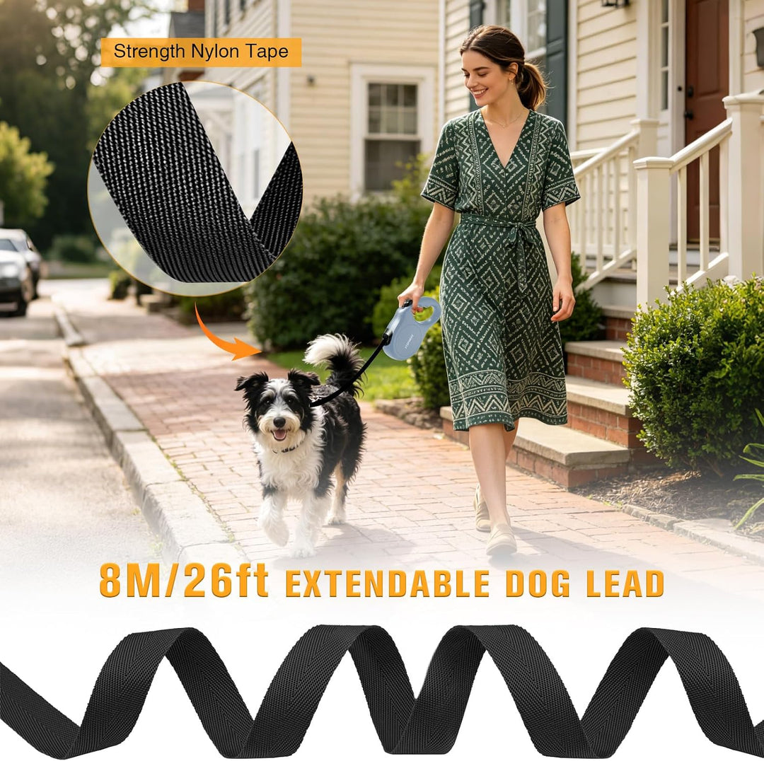 Rollleine 8m - Ausziehbare Hundeleine für Mittelgrosse/Grosse Hunde bis 50kg, 360° Verhedderungsfrei