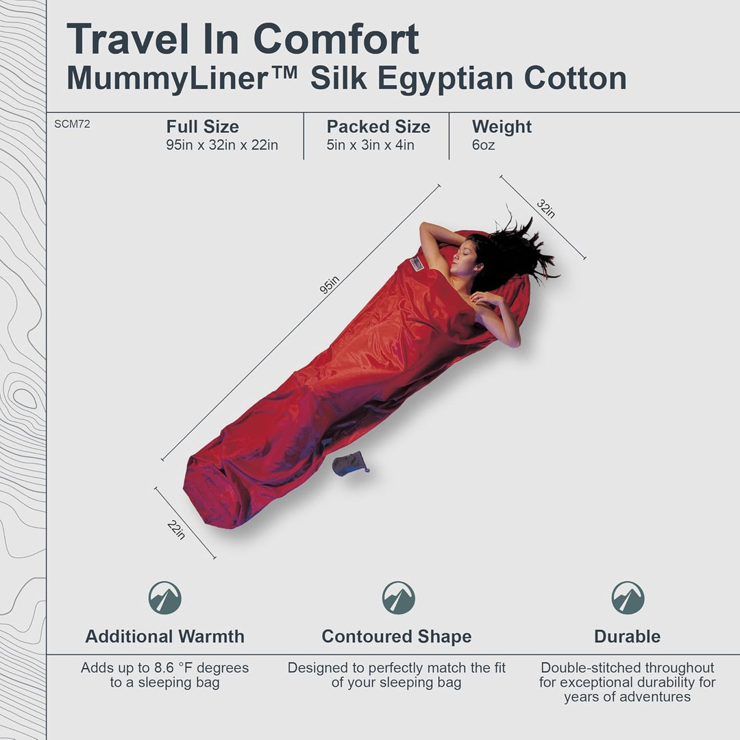 Cocoon Seiden-Baumwollschlafsack Travel Sheet - Silk/Cotton - Natur Monk's Red 95"x35/22", Monk's Re