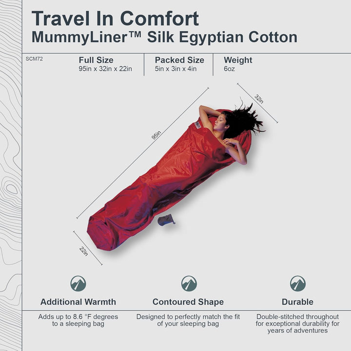 Cocoon Seiden-Baumwollschlafsack Travel Sheet - Silk/Cotton - Natur Monk's Red 95"x35/22", Monk's Re