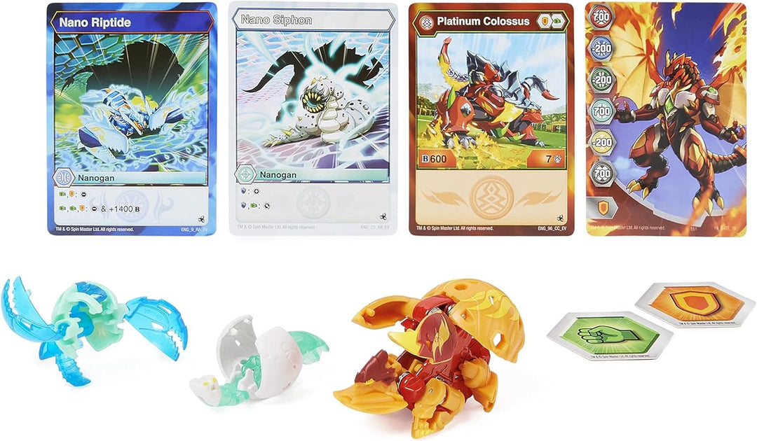 BAKUGAN 'Evolutions' Power Up 3er Pack mit 1 Platinum Series Ball (mit Metallkern) und 2 Nanogan (Mi