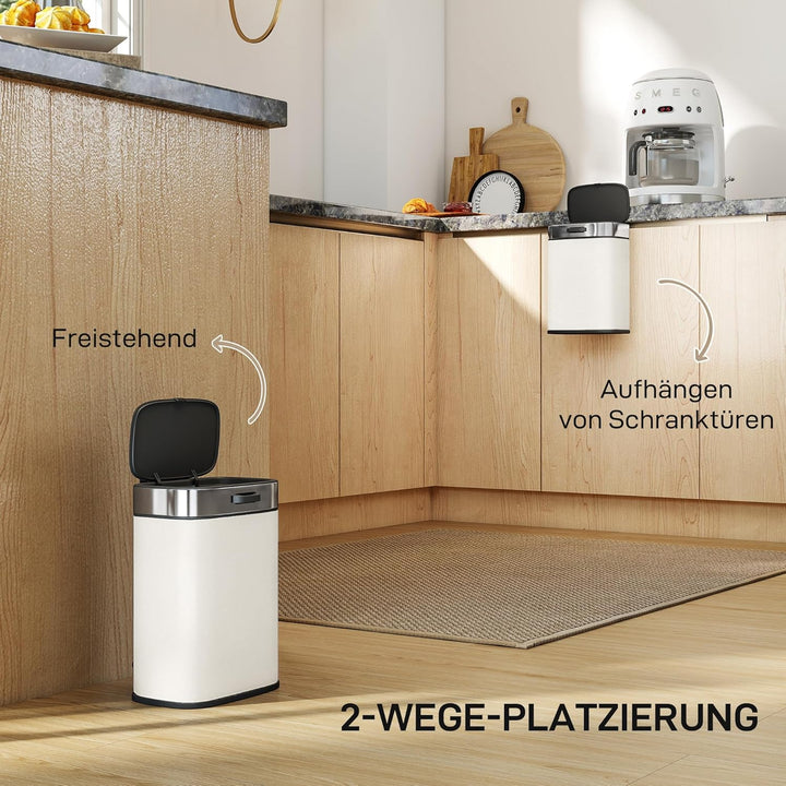 HOMCOM Mülleimer Hängend 5 L Treteimer mit Druck-Öffnen Feststelldeckel Abfalleimer inkl. abnehmbar