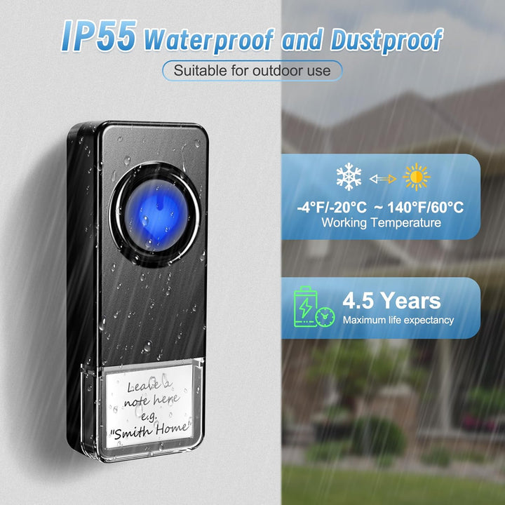 Funk Türklingel, BITIWEND Wasserdicht Kabellose Funkklingel Set, Drahtlose Türklingel 2 Sender und 3