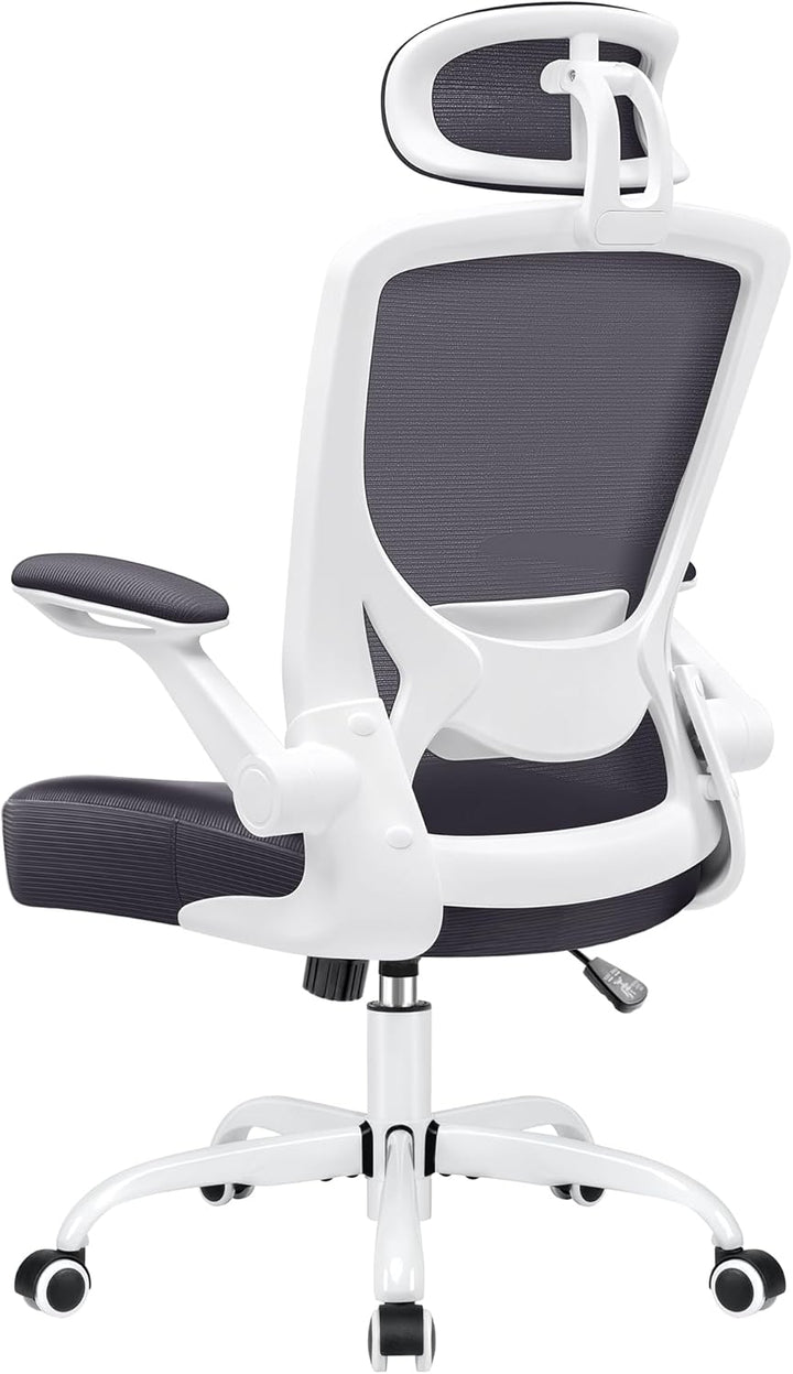 KERDOM Bürostuhl Schreibtischstuhl Ergonomisch, Chefsessel mit Verstellbarer Kopfstütze, Armlehnen,