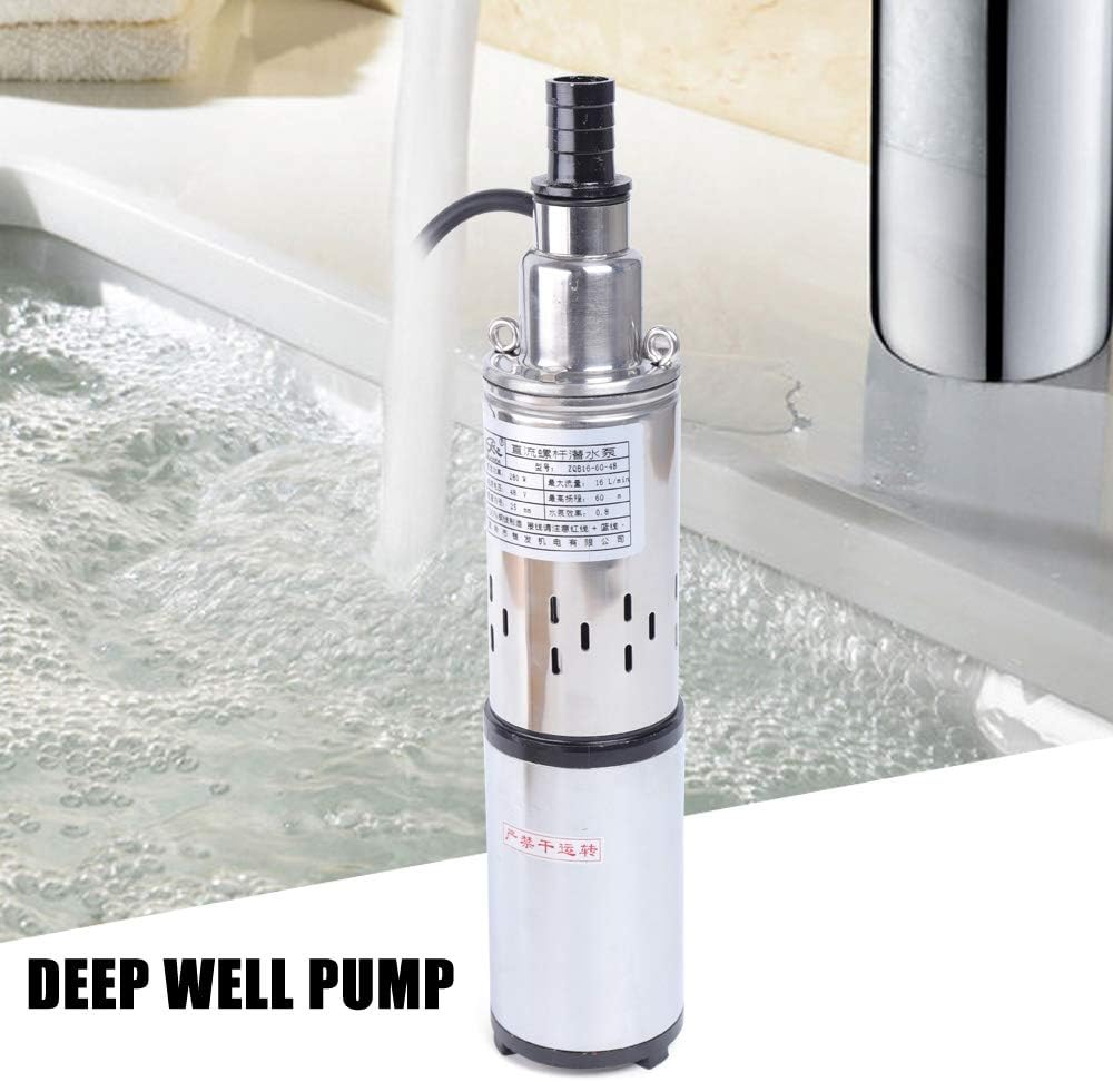 48V DC Tiefbrunnenpumpe 280W, Solar Tauchpumpe für Brunnen mit 17m Kabel, Edelstahl Wasserpumpe IPX8
