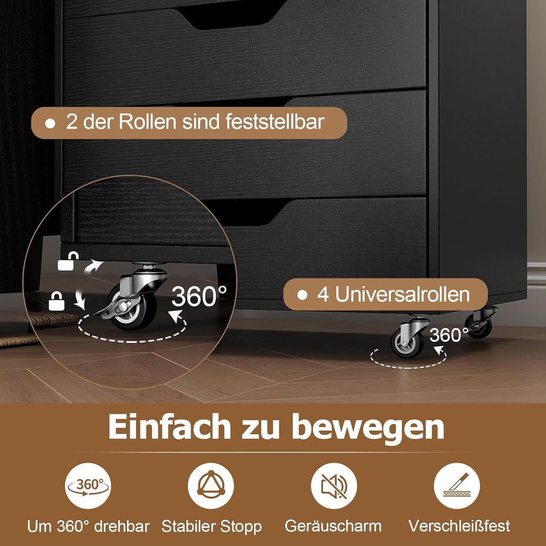 COSTWAY Rollcontainer mit 7 Schubladen, mobiler Aktenschrank mit Rädern, Bürocontainer Schubladensch