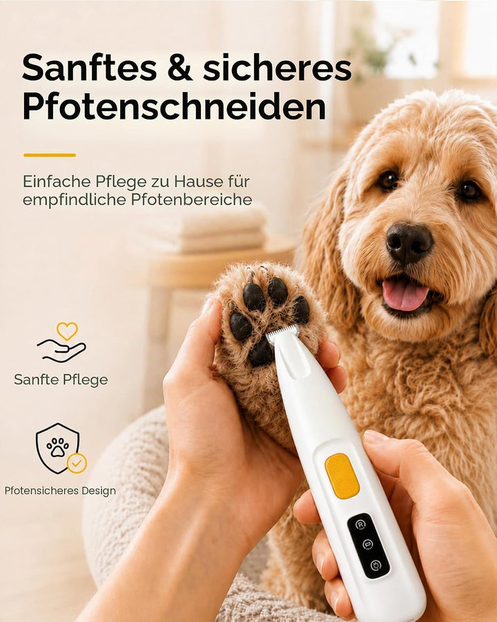 Pfotentrimmer für Hunde & Katzen mit LED-Licht – 18 mm breite Klinge, 35 dB leise, LED-Anzeige, wass