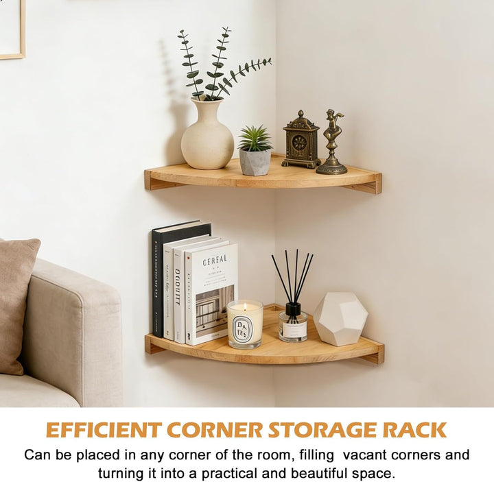 BYZESTY Eckregal Hängend 2er Set, 27,5 cm Eckregal Holz, Wandregal Eiche Massiv, Wandregal Holz für