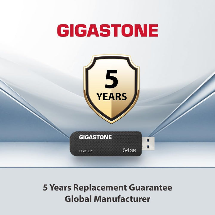 Gigastone Z30 USB-Stick (64 GB, USB 3.2 Gen1, ohne Kappe, einziehbares Design, Karbonfaser-Daumenlau
