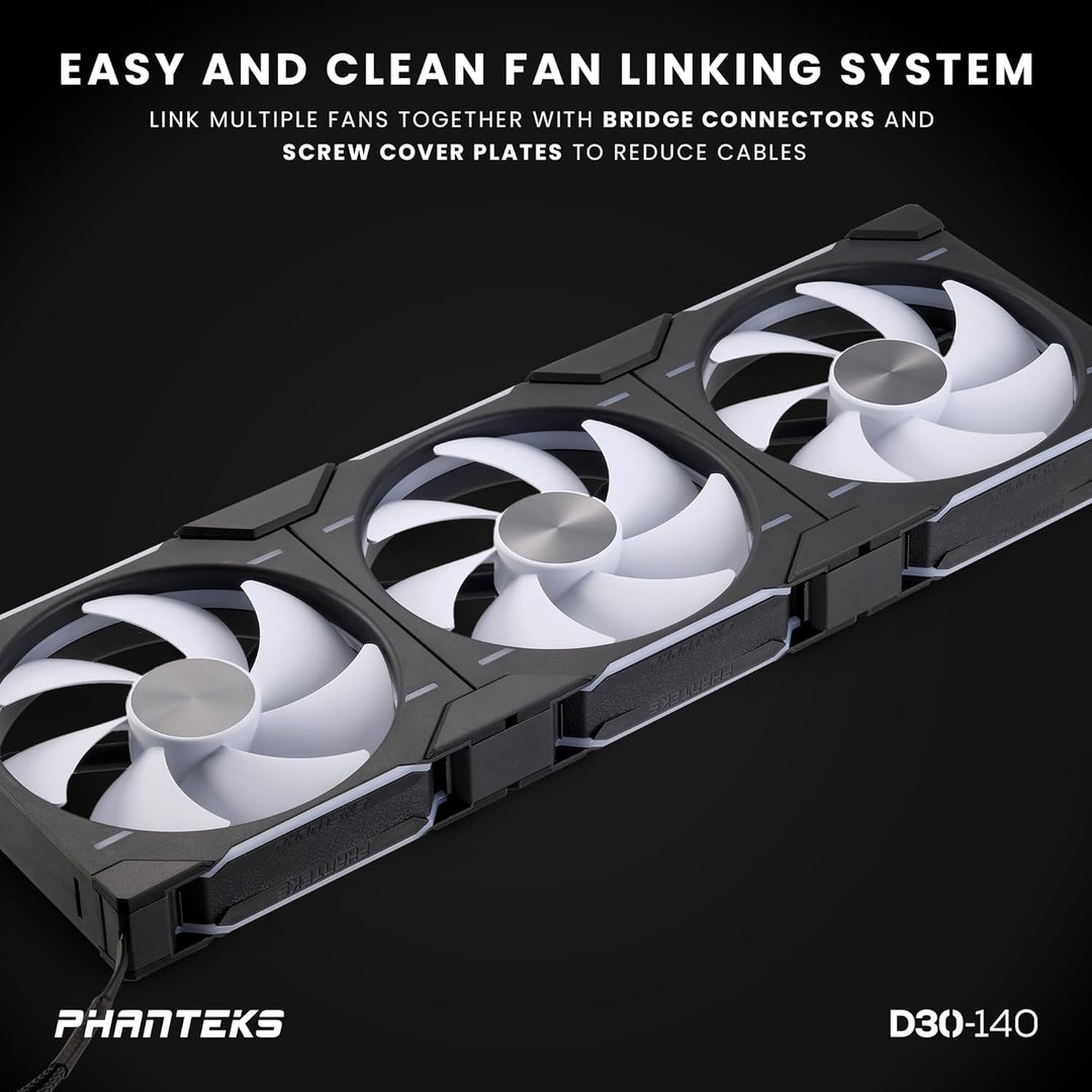 Phanteks D30 PWM Regular Airflow, D-RGB Lüfter, 3er Pack - 140mm, schwarz Standard x3 Black, Standar
