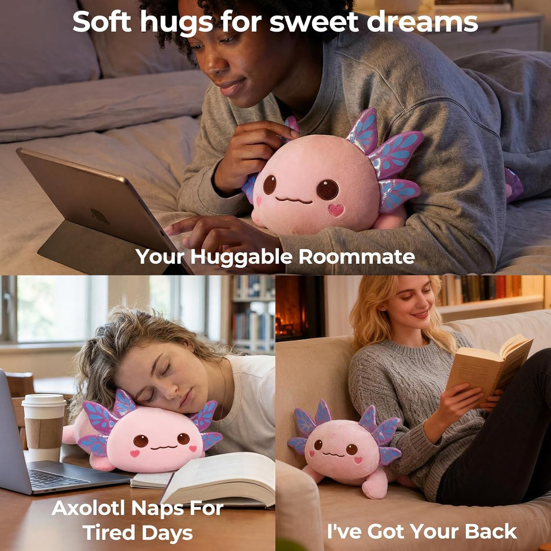 Mewaii Süsses Axolotl Plüschtier 33CM Kawaii Plüschkissen, Axolotl Kuscheltier Weiches Plüschkissen