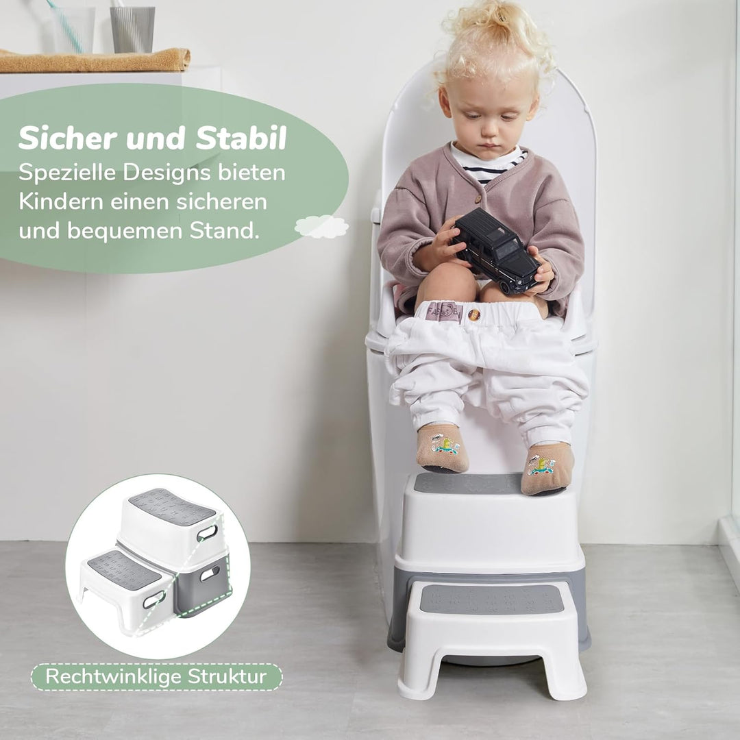 DEANIC Tritthocker Kinder, Kinderhocker Hocker Bad 2 Stufen, Klohocker WC Toilette ab 1 Jahr, Anti-K