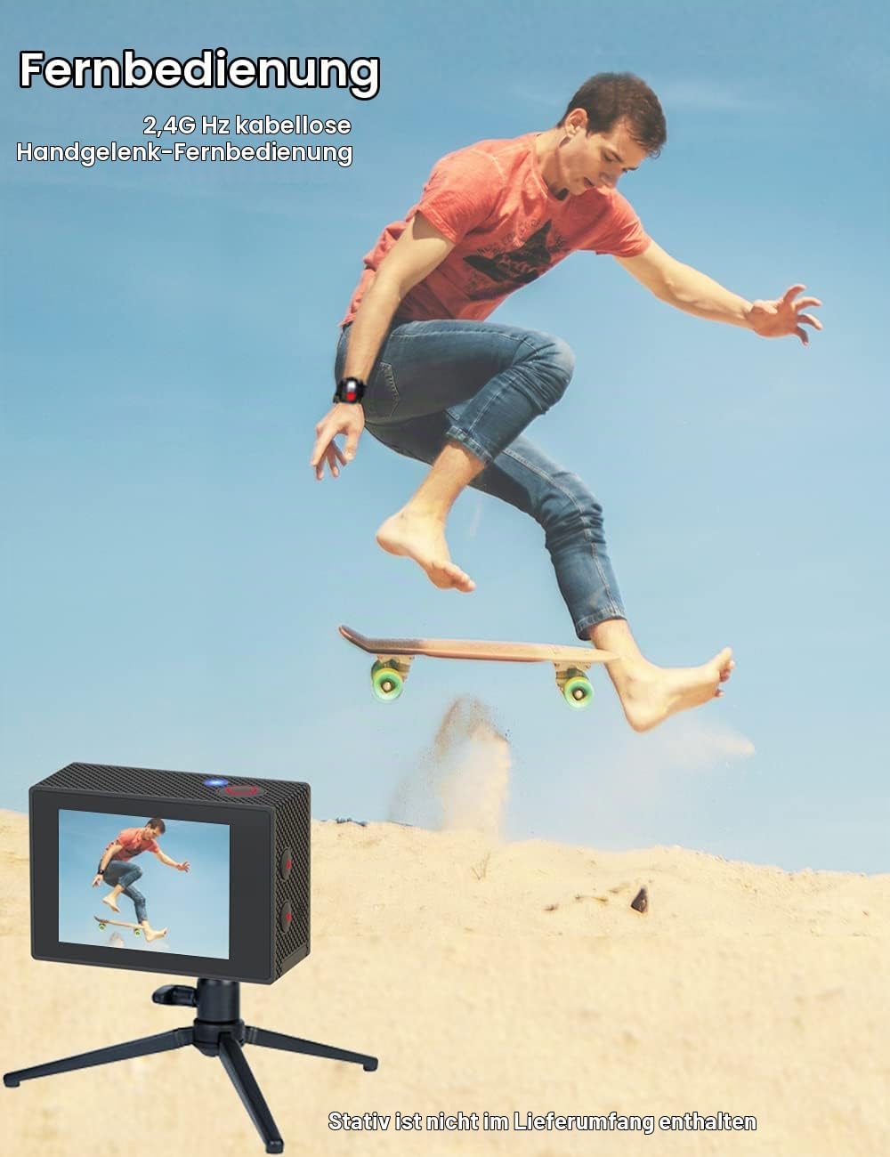 GOOKAM Action Cam 4K 20MP WiFi Actionkamera 40M Unterwasserkamera EIS Sportkamera mit Externe Mikrof