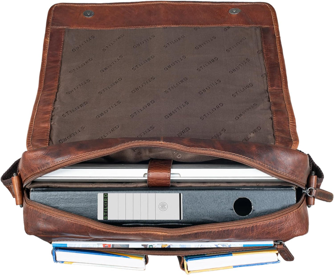 STILORD 'Curtis' Umhängetasche Leder als Messenger Bag oder Aktentasche Vintage Laptoptasche 15,6 Zo