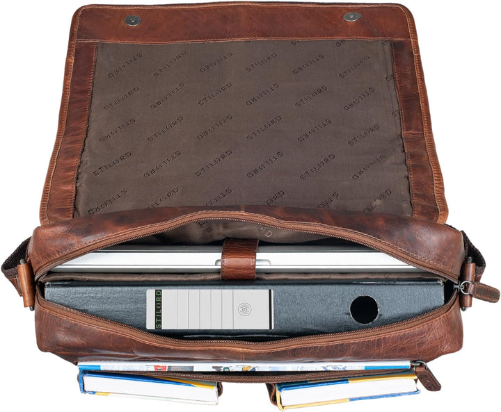 STILORD 'Curtis' Umhängetasche Leder als Messenger Bag oder Aktentasche Vintage Laptoptasche 15,6 Zo