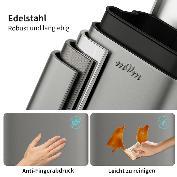 mVm Mülleimer Küche,30 Liter Abfalleimer mit Pedal,Treteimer mit Inneneimer aus Kunststoff,Tretmülle