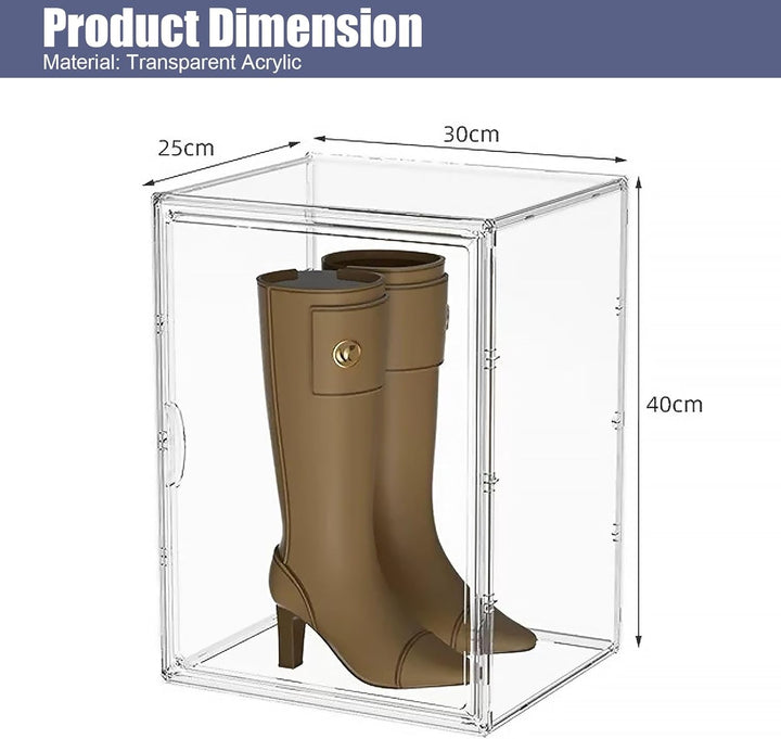 Schuhboxen Stapelbar Transparent 40x25x30 cm Acrylbox mit Magnetisch Tür Handtaschen Aufbewahrung Mu