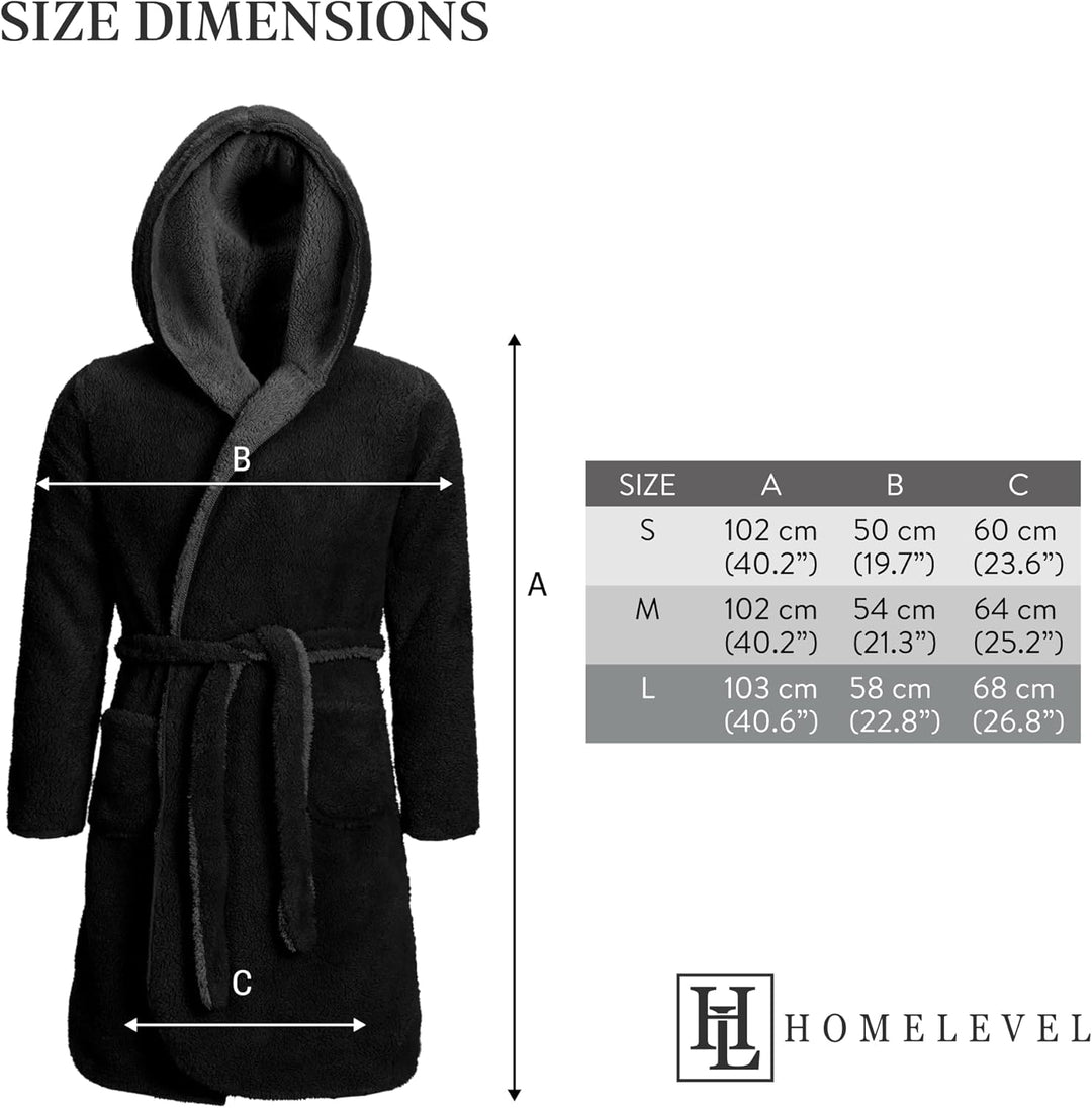 HOMELEVEL Sherpa Wende Bademantel Lammfell Optik für Damen und Herren mit Kapuze Morgenmantel Hausma