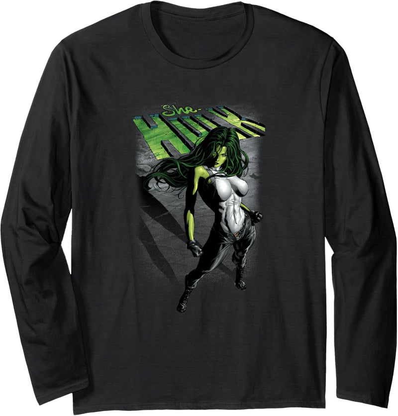 Marvel She-Hulk Shadow Comic Icon Pose Langarmshirt